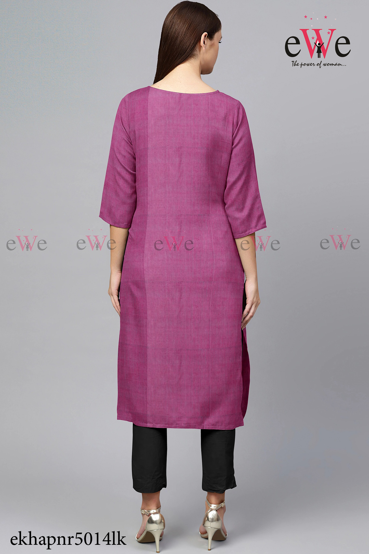 Pink &amp; Blue Striped Khadi Simple Kurti