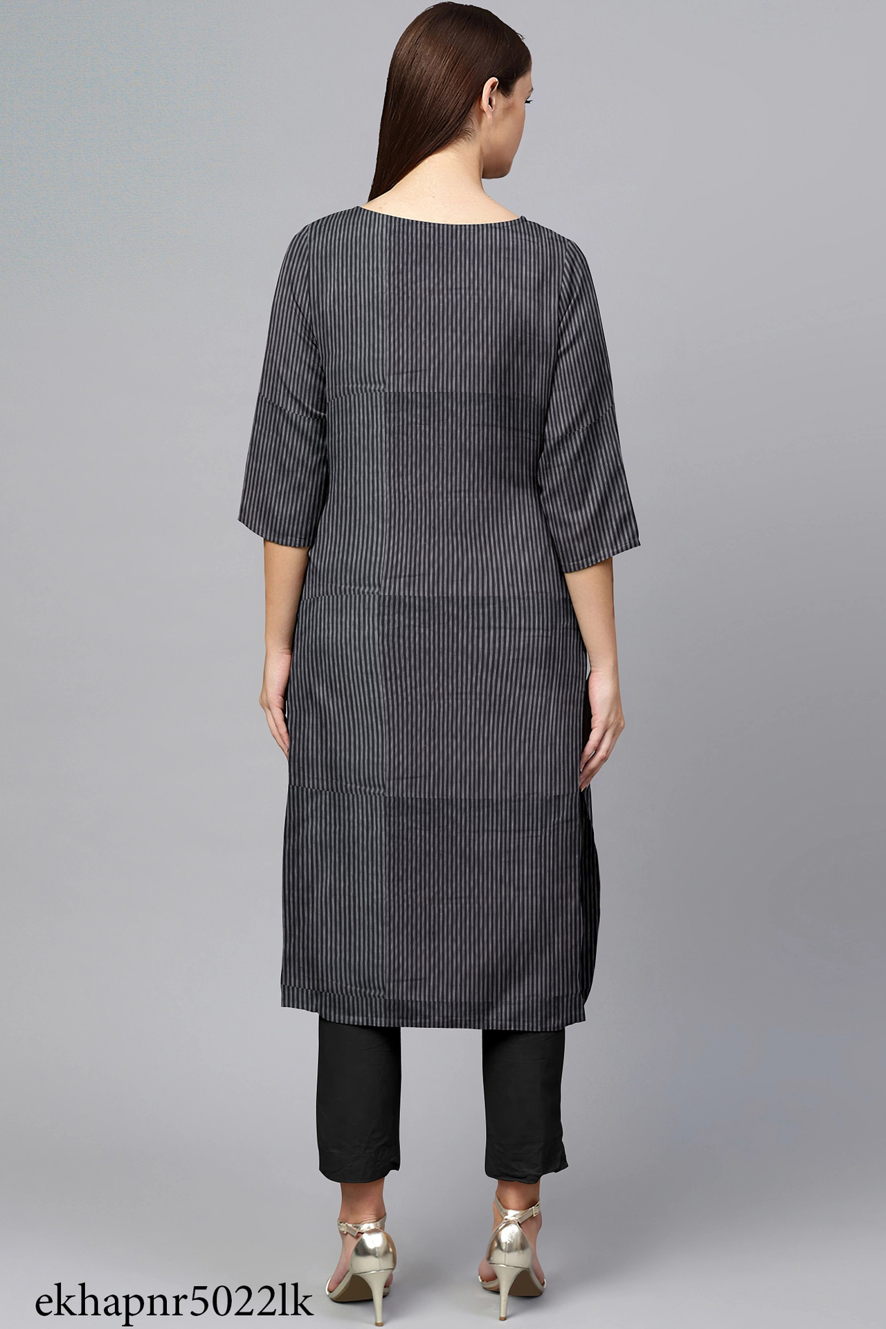 Black Striped Khadi Simple Kurti