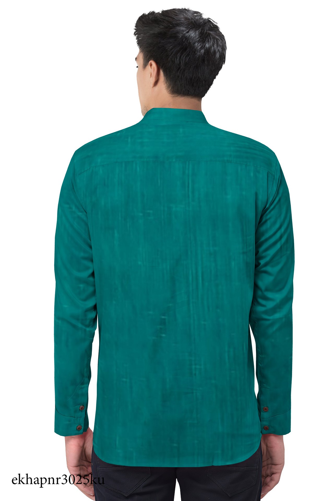 Viridian Green Khadi Gent's Short Kurta/ekhapnr3025ku