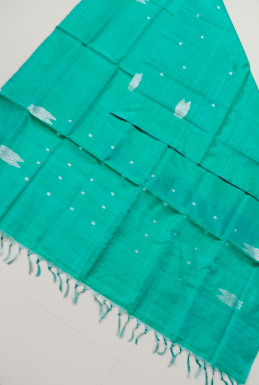 Pista Green Banana Pith Silk Saree.