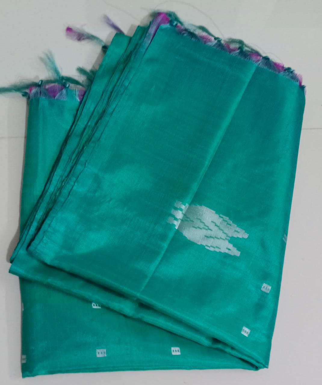 Pista Green Banana Pith Silk Saree.