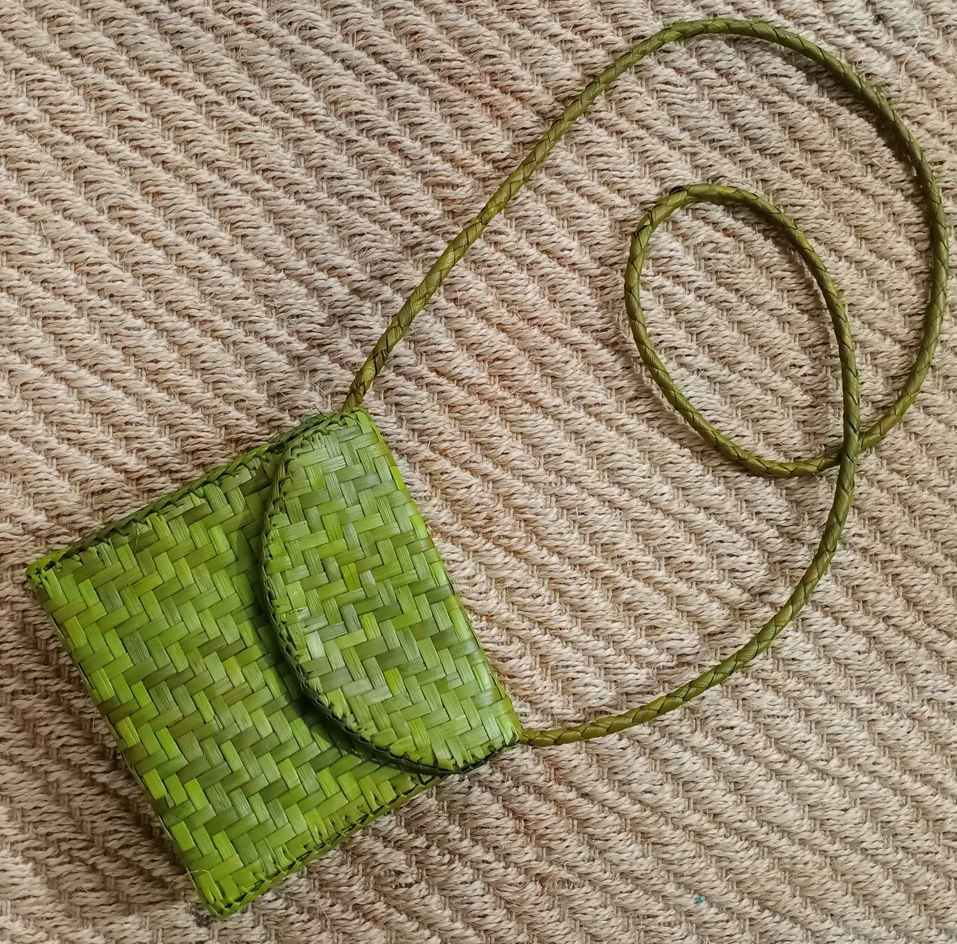 Organic Woven Screw Pine Leaf Girls Bag with Long strap.
