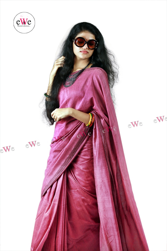 khadi plain saree