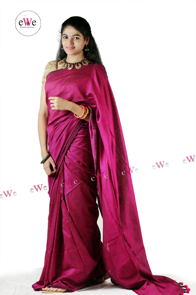 khadi plain saree