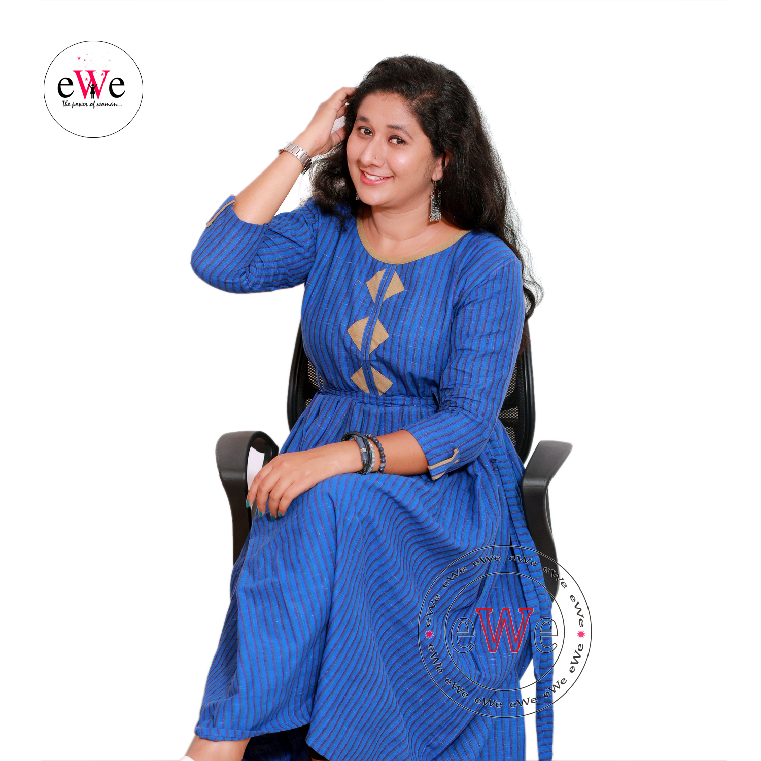 Khadi Flared Gown Kurti - Blue