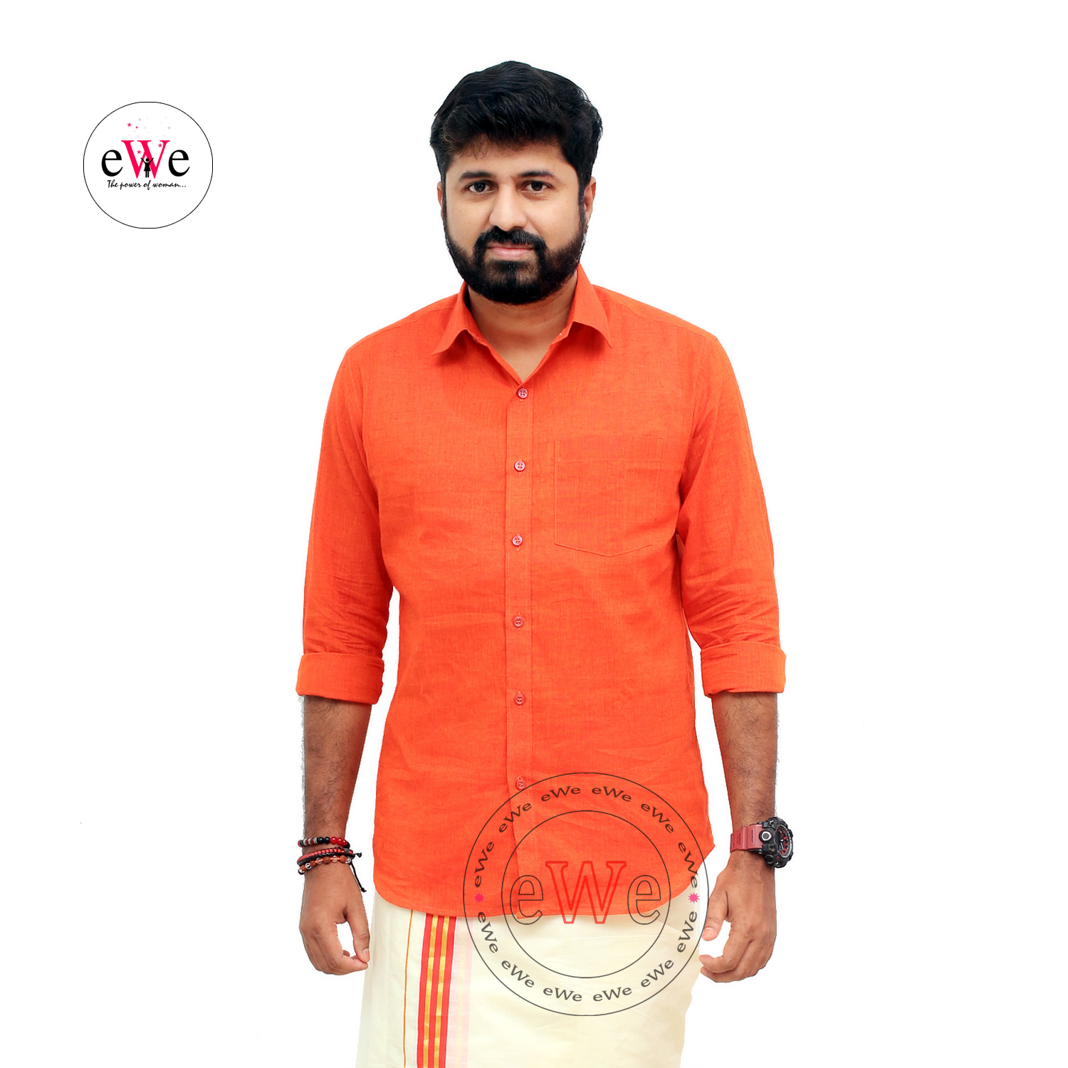 &quot;Orange&quot; Handloom Men's Shirt