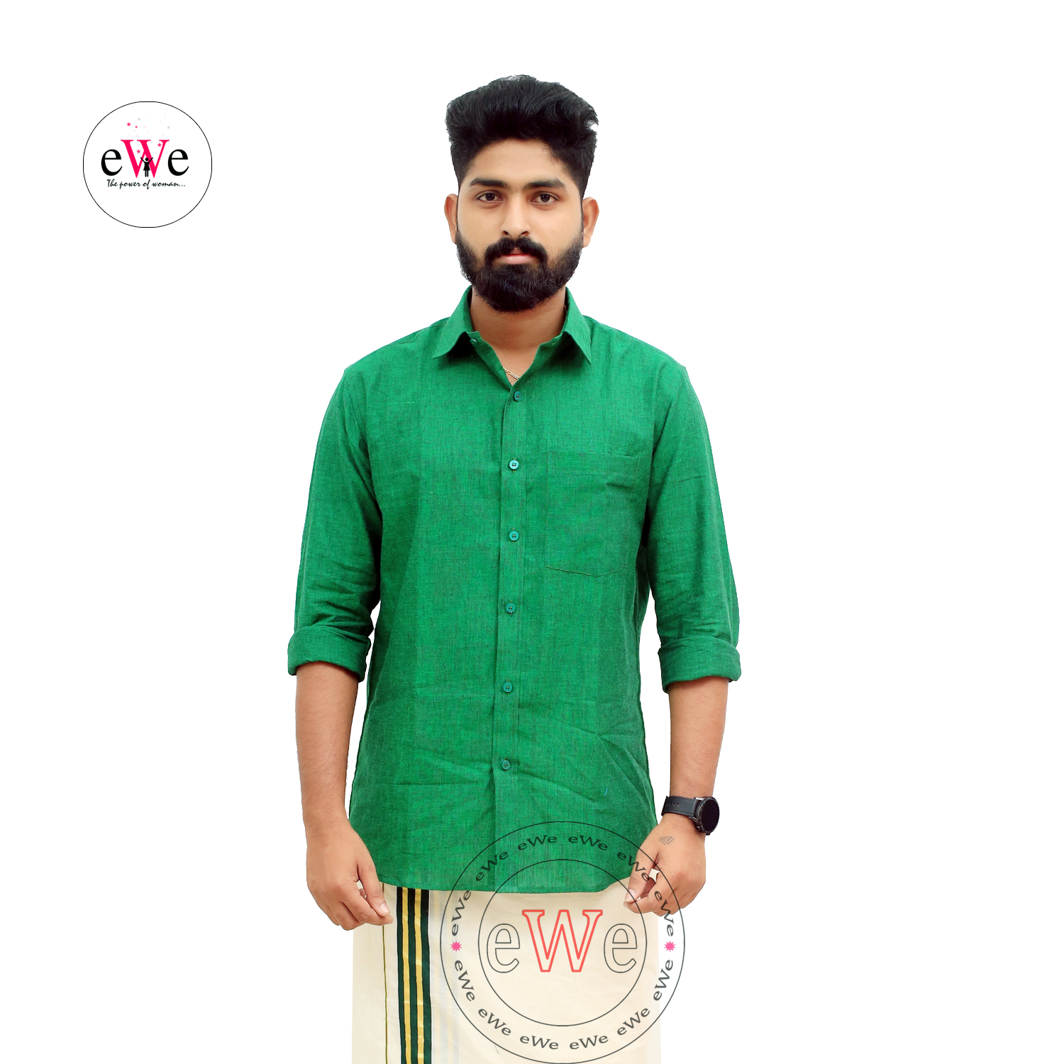 &quot;Green&quot; Handloom Soft Cotton Men's Shirt