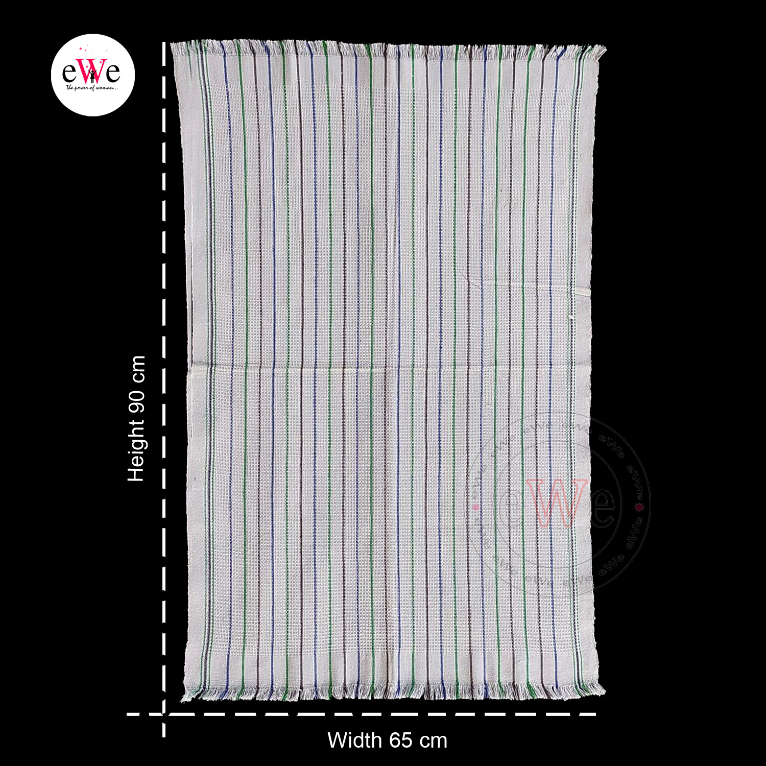 Strips Khadi Cotton Extra Length Washed Kitchen Towel  Combo Set Pack of 2 Pieces (90 cm x 65 cm)