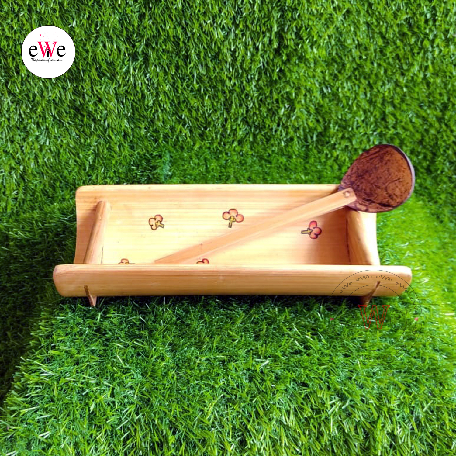 Bamboo Small Food Serving Tray With Spoon