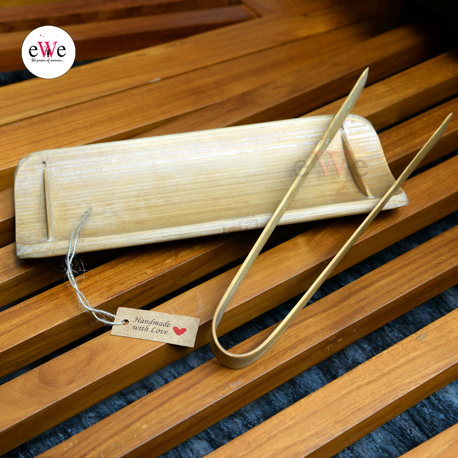 Bamboo Fish Serving Tray and Kitchen Tongs