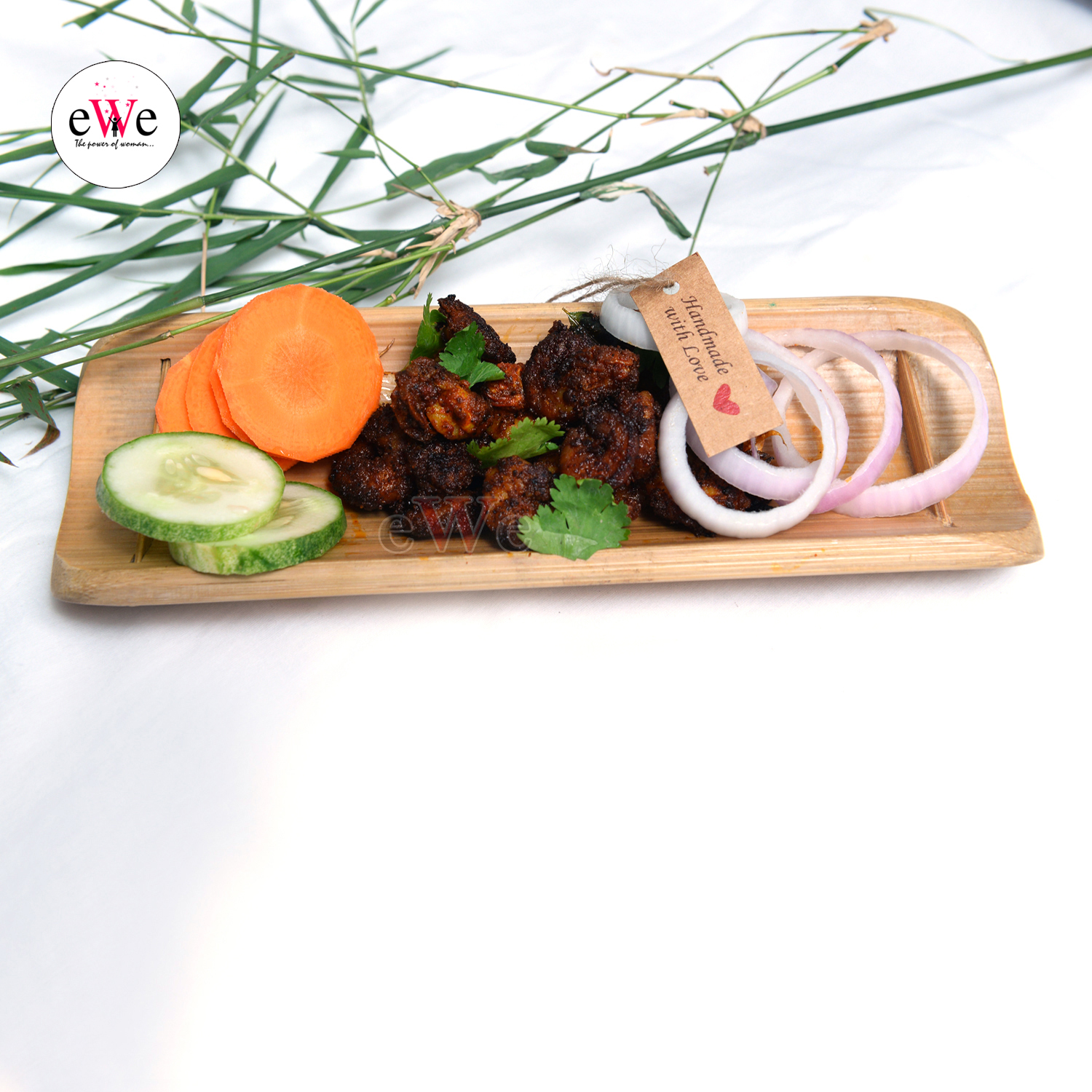 Bamboo Fish Serving Tray and Kitchen Tongs
