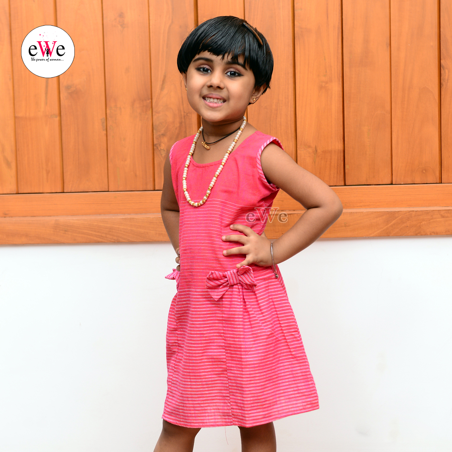 Handloom Rose Stripe kids frock