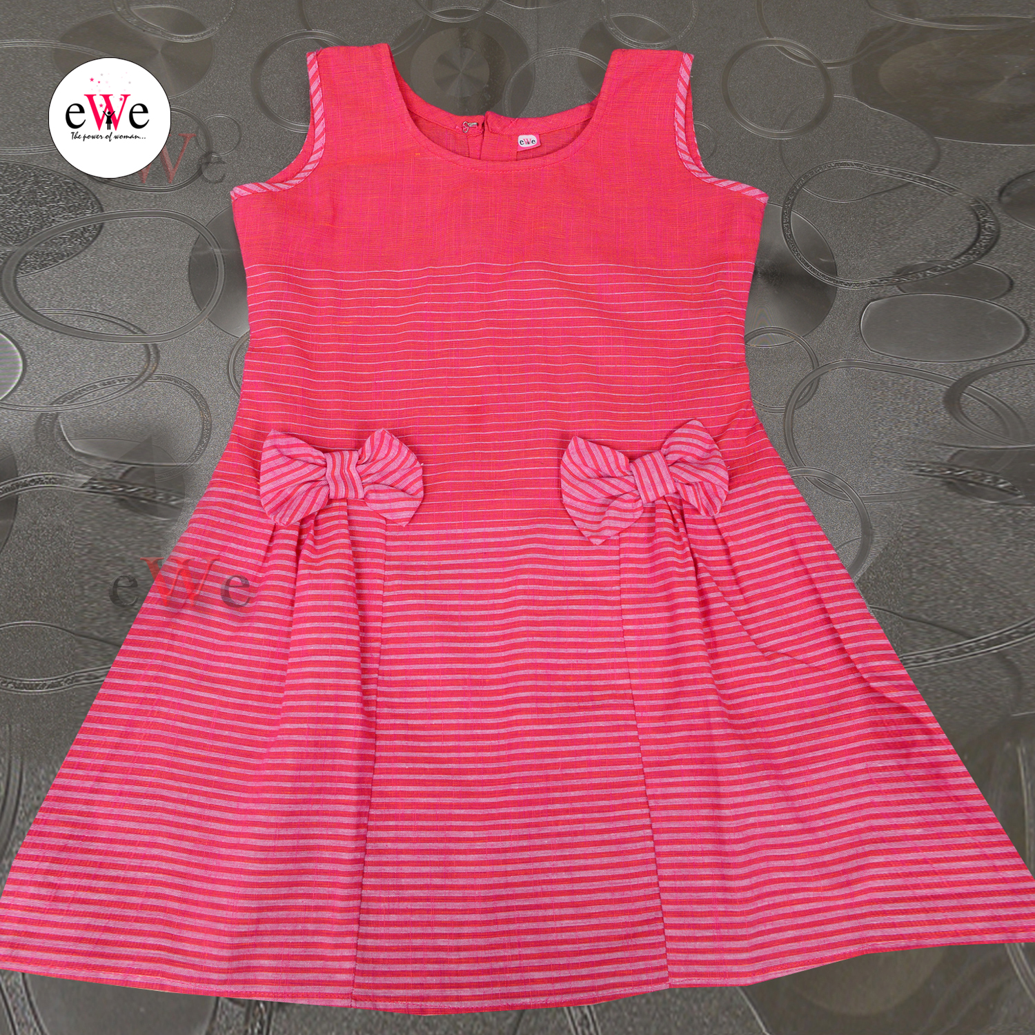 Handloom Rose Stripe kids frock