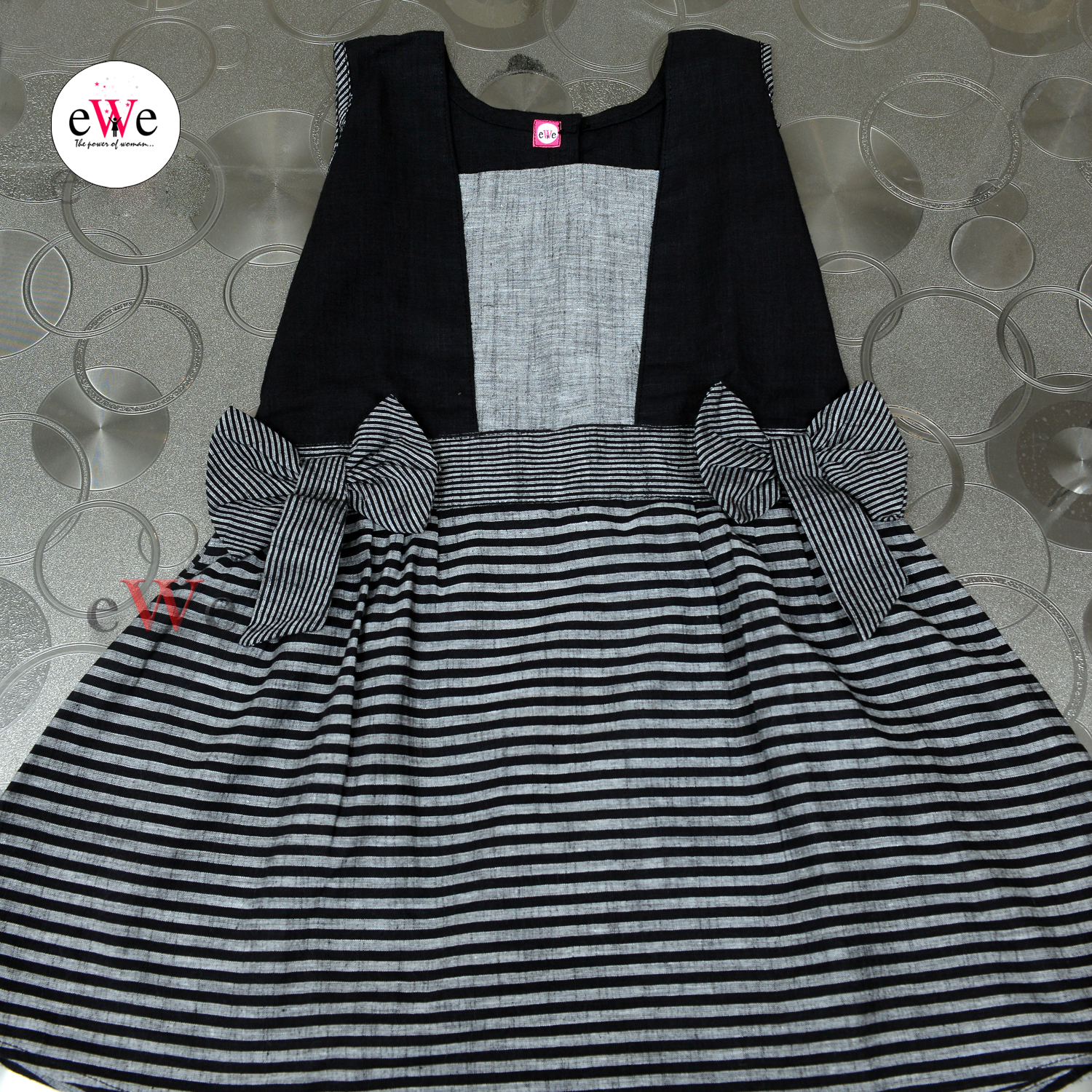 Black Check Handloom Kids Frock