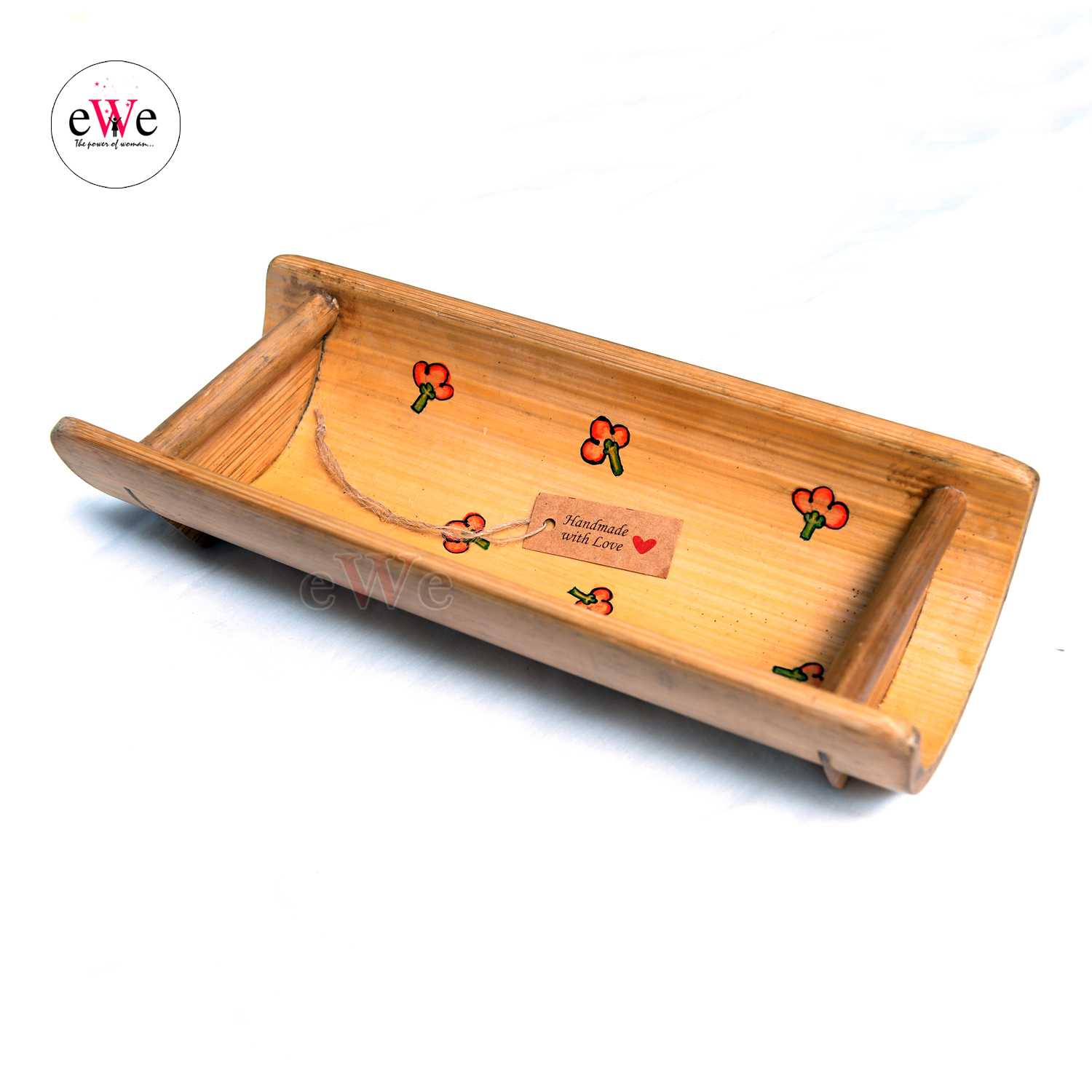 Bamboo Small Food Serving Tray with Spoon Combo Set