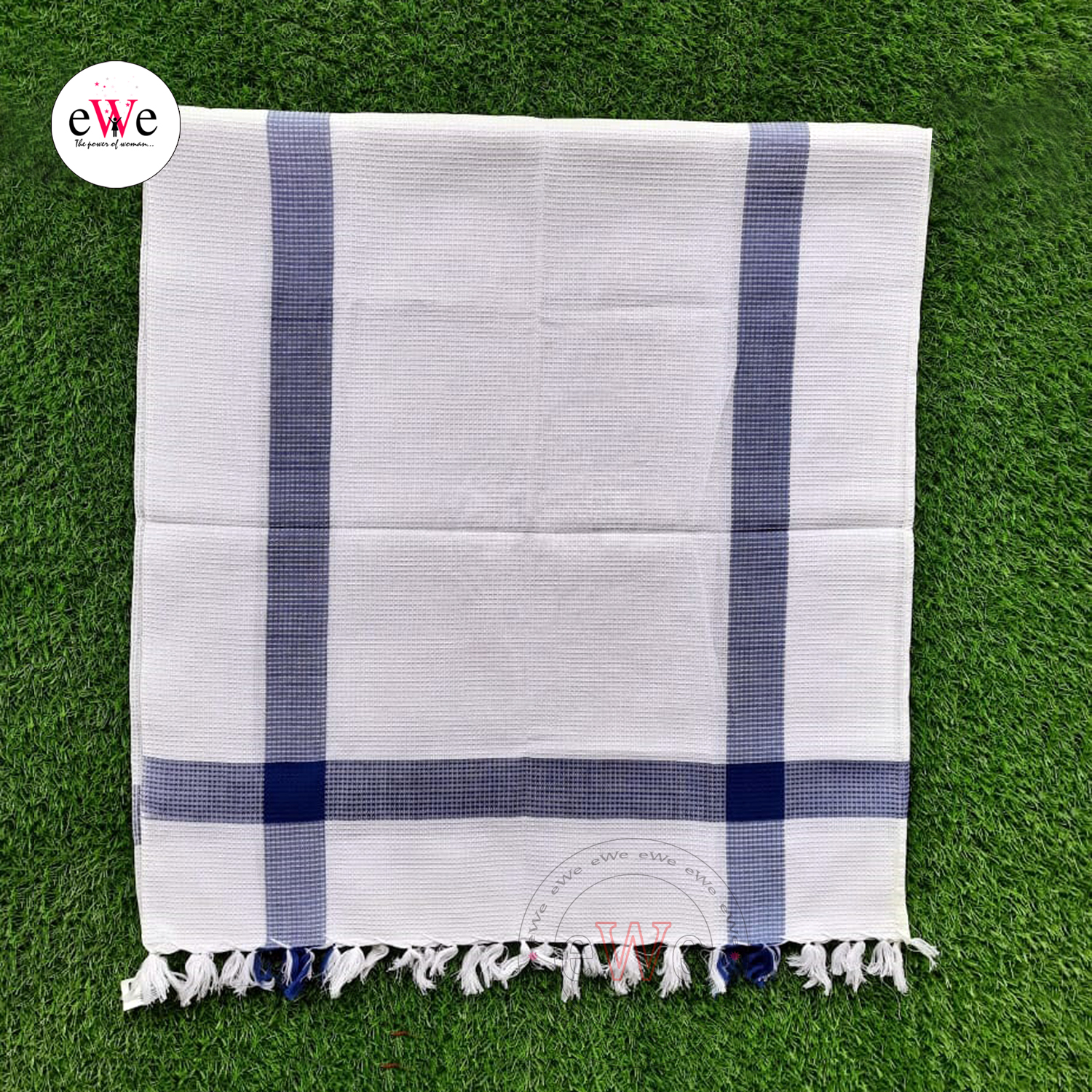 &quot;Orange &amp; White&quot; Handloom Cotton Bath Towel Combo Set Pack of 2 Pieces (140cm x 70cm)