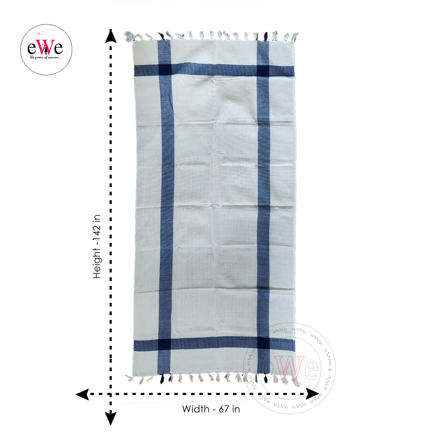 &quot;Orange &amp; White&quot; Handloom Cotton Bath Towel Combo Set Pack of 2 Pieces (140cm x 70cm)