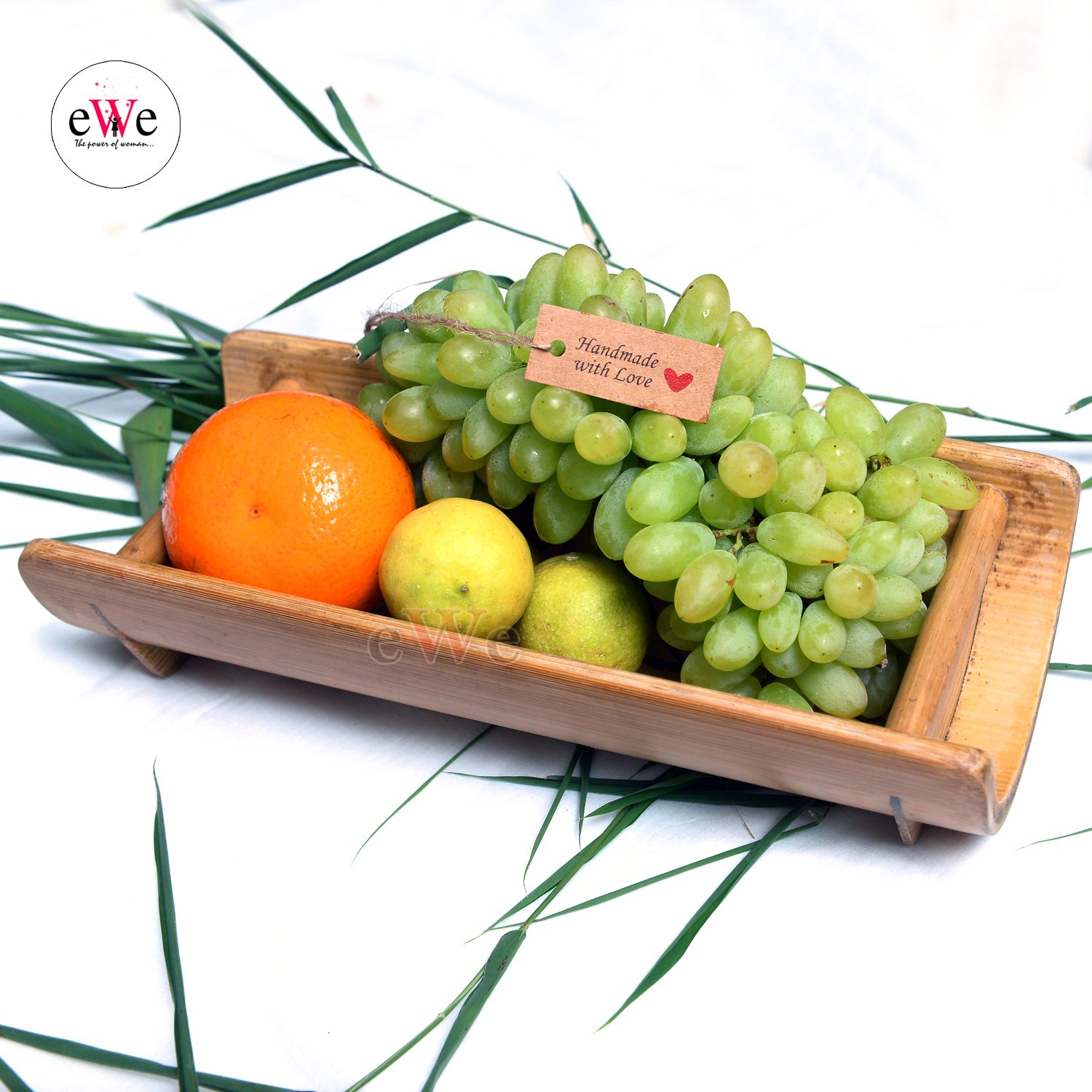 Bamboo Food Serving Tray &amp; Spoon Combo Set