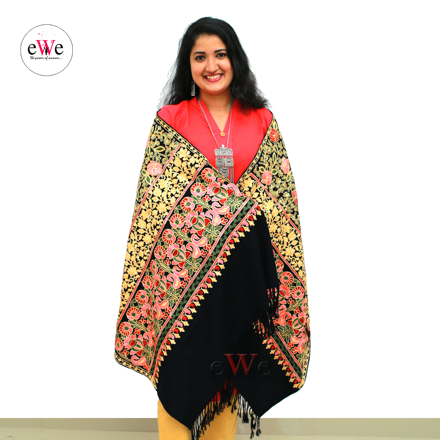 Kashmiri Black Georgette Dupatta