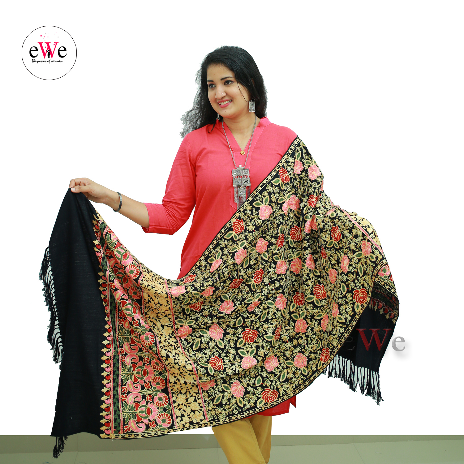 Kashmiri Black Georgette Dupatta