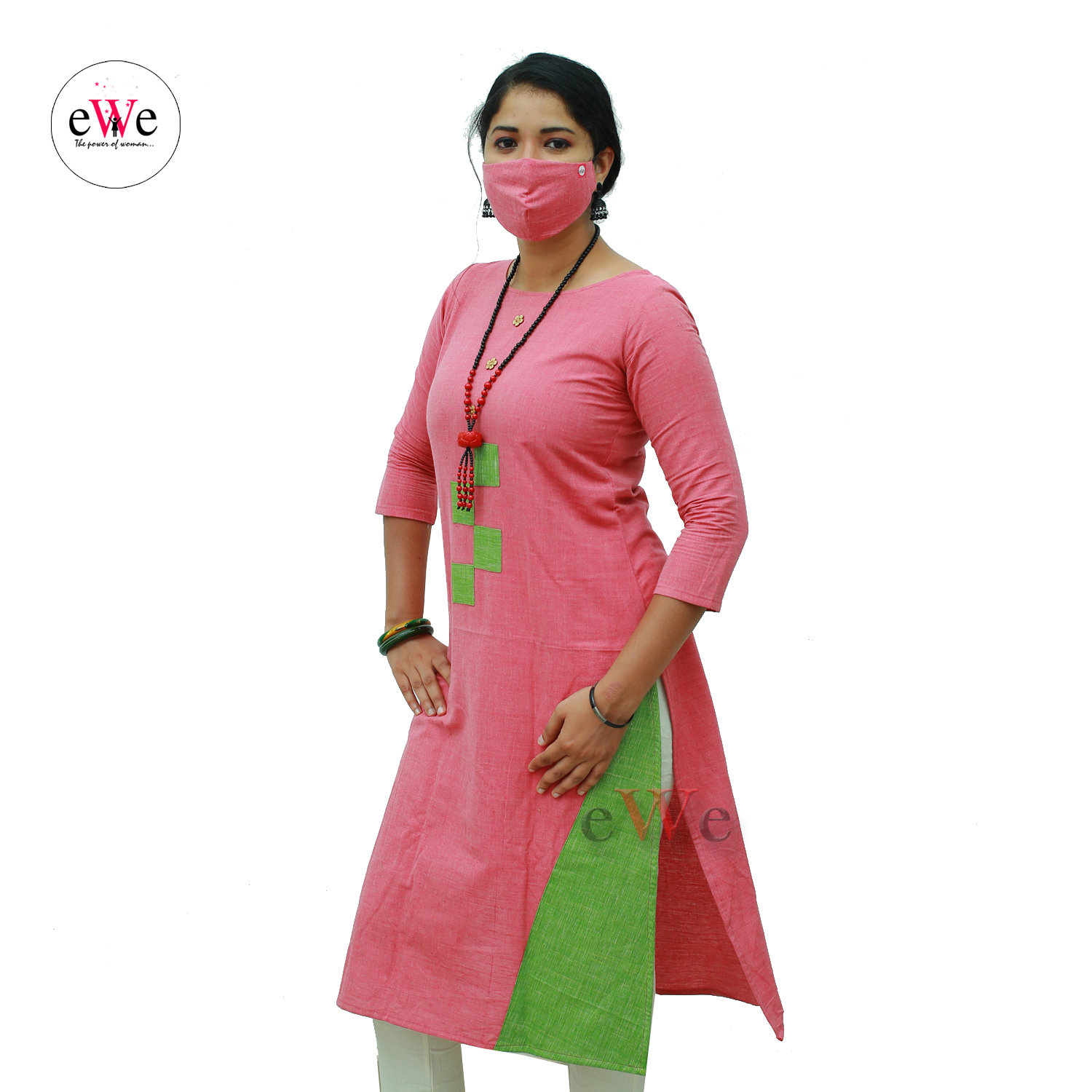 Khadi Face Mask Pink with Elastic