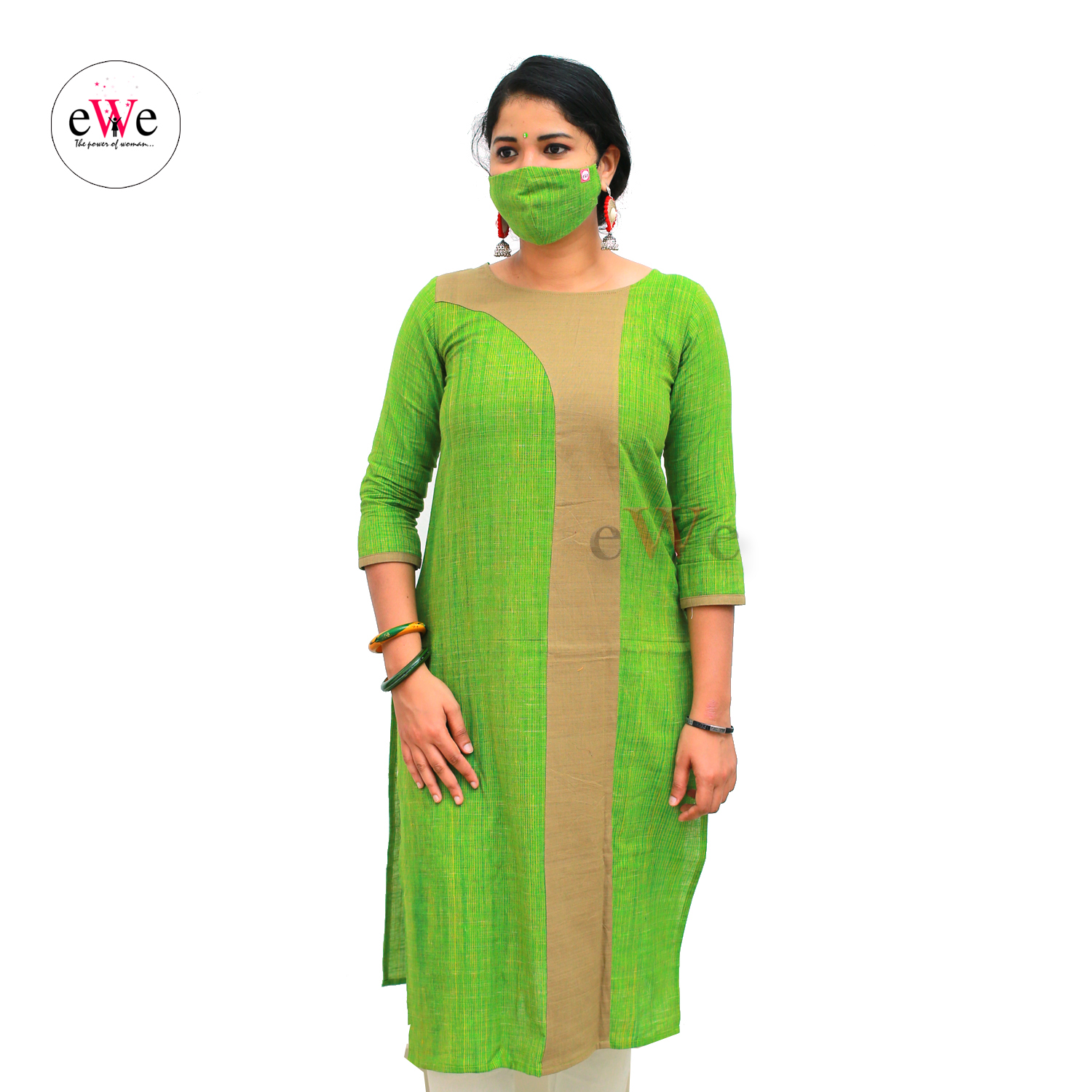 Khadi Face Mask Green with Elastic