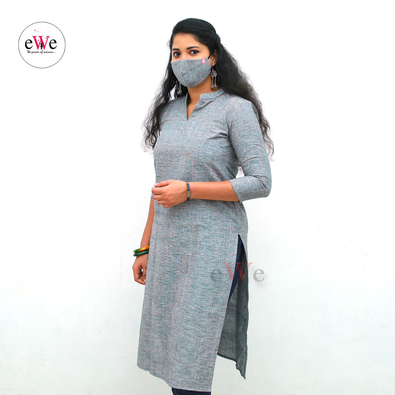 Khadi Face Mask Dark Ash with Elastic