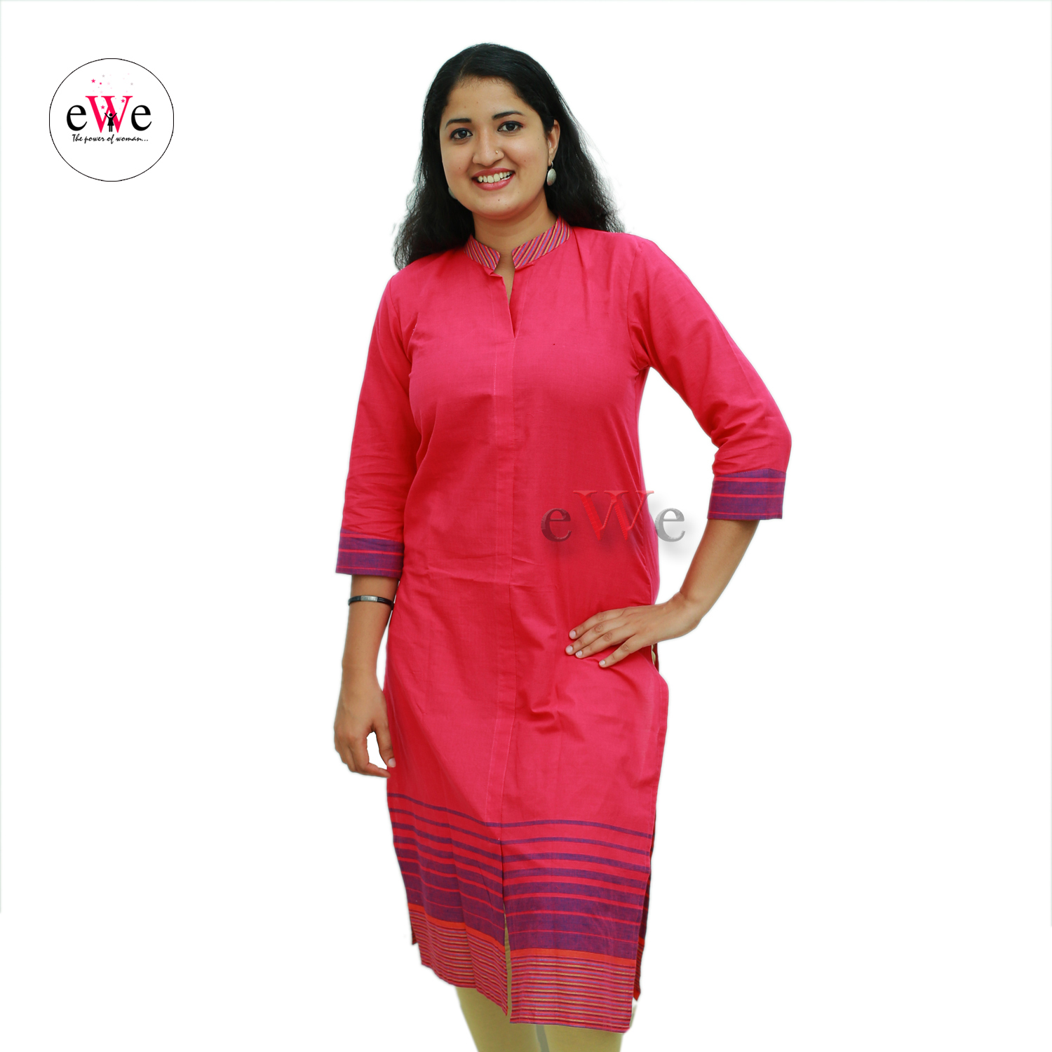 Handloom Kurti -Rose &amp; Violet