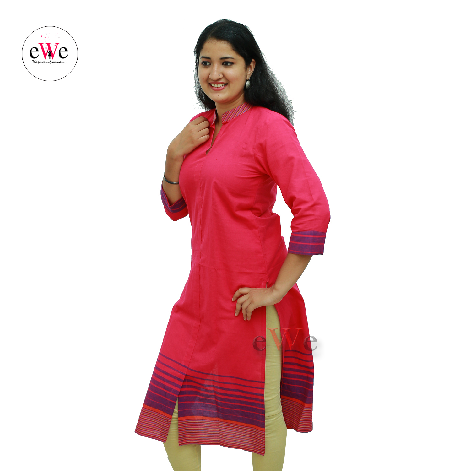 Handloom Kurti -Rose &amp; Violet