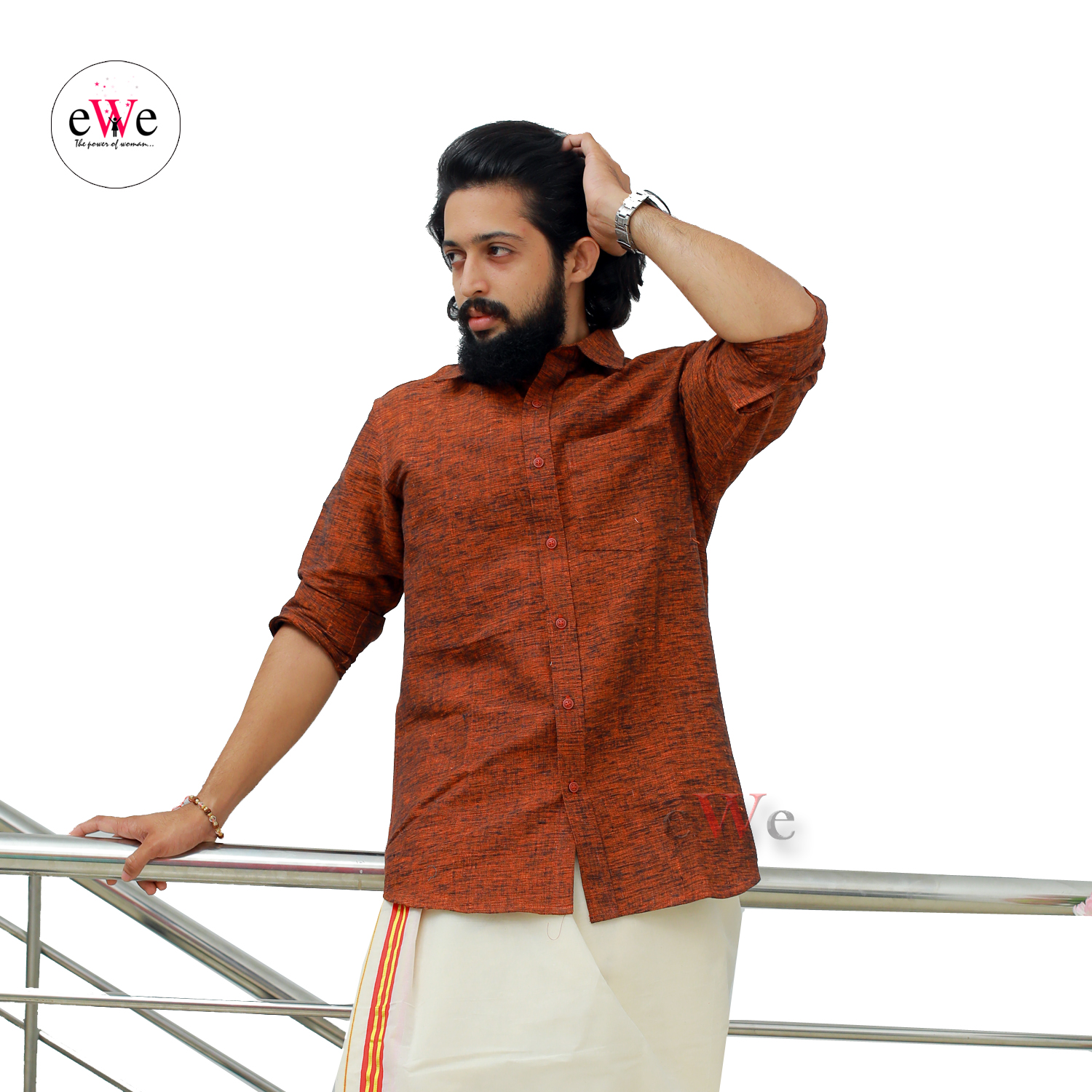 &quot;Dark Orange&quot; Khadi Men's Formal Shirt