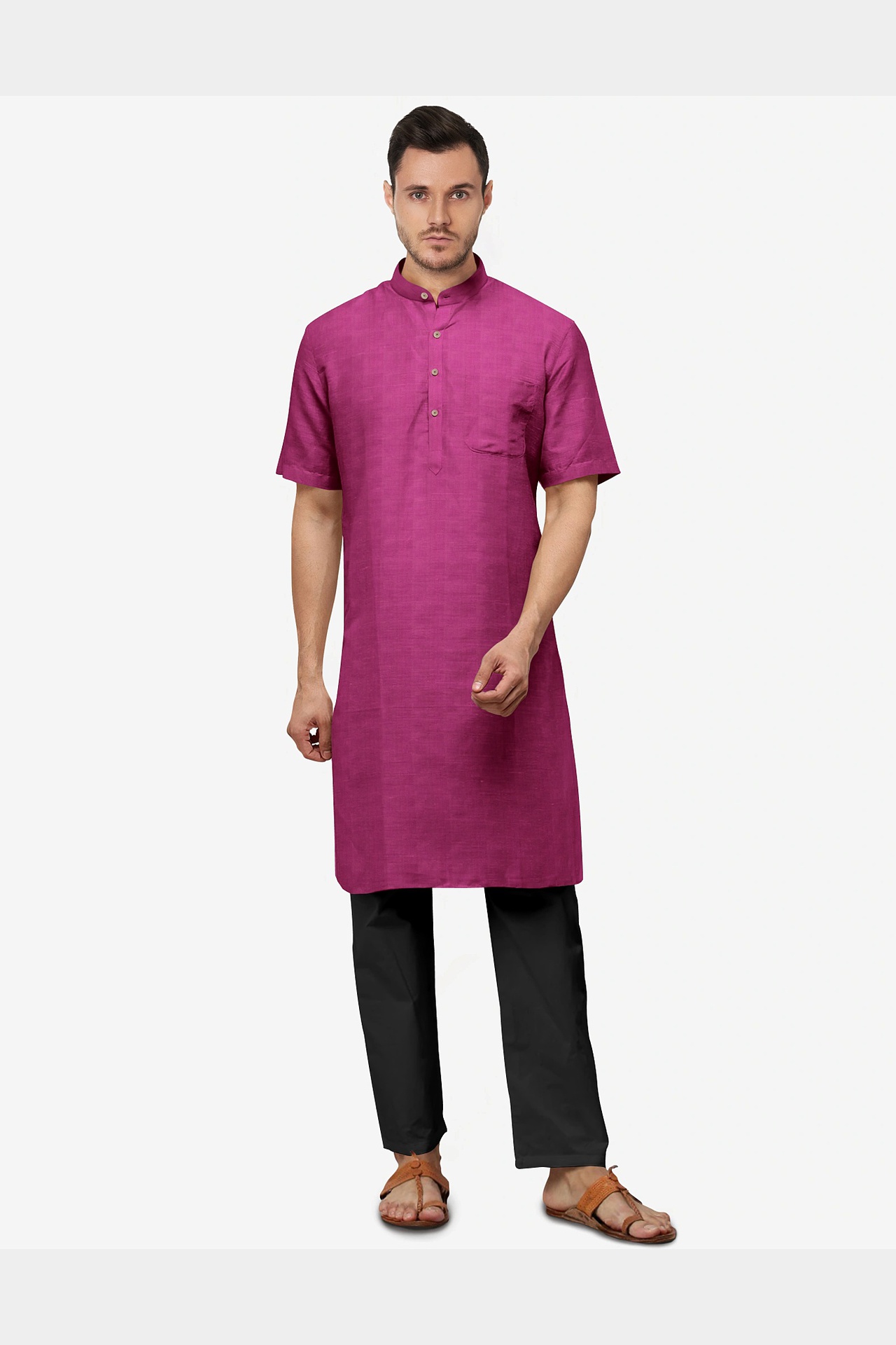 Dark Pink Handloom Kurta