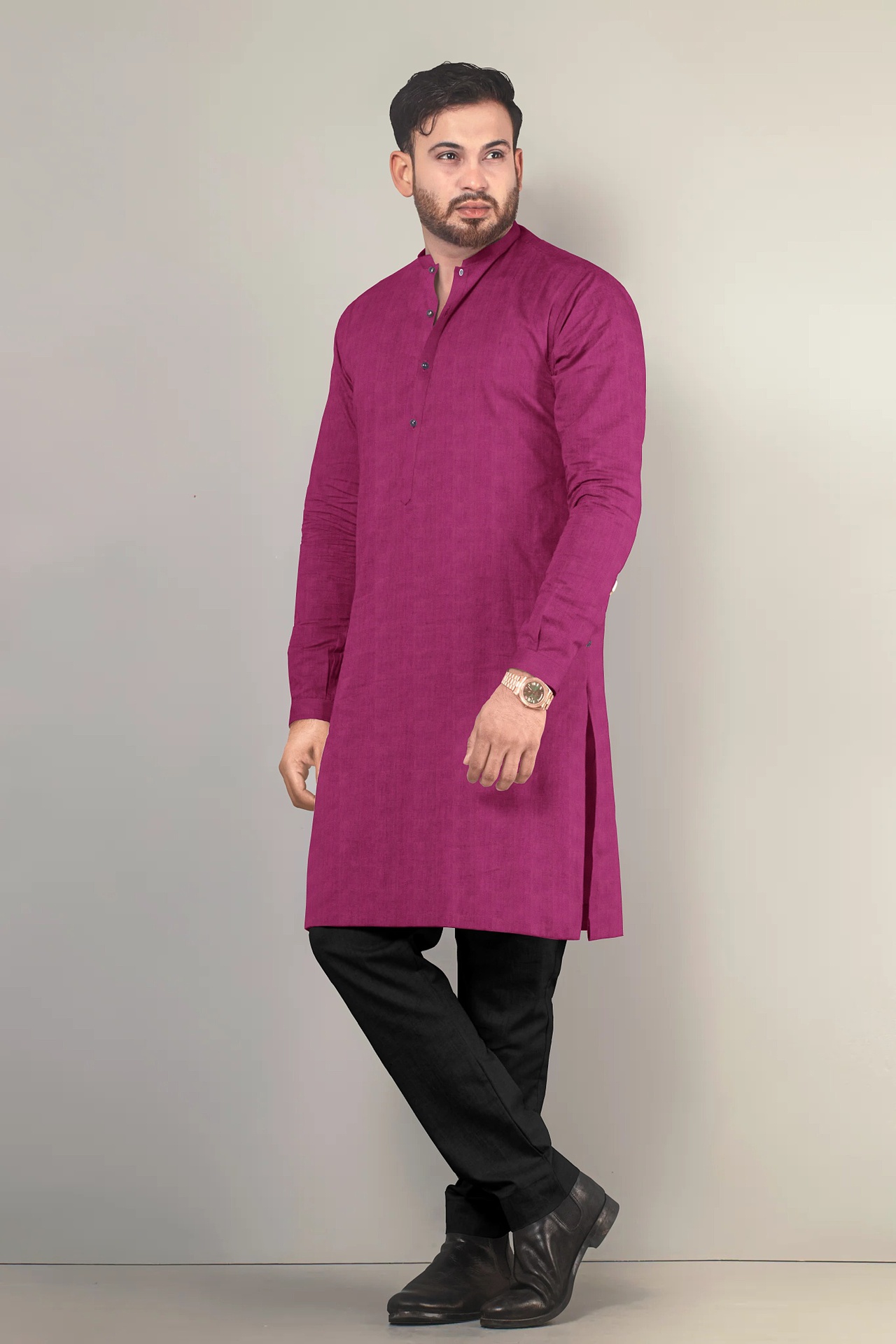 Dark Pink Handloom Kurta