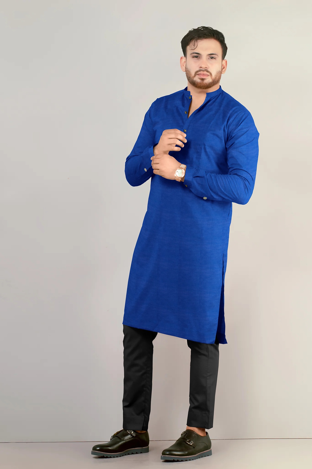 Royal Blue Handloom Long Kurta