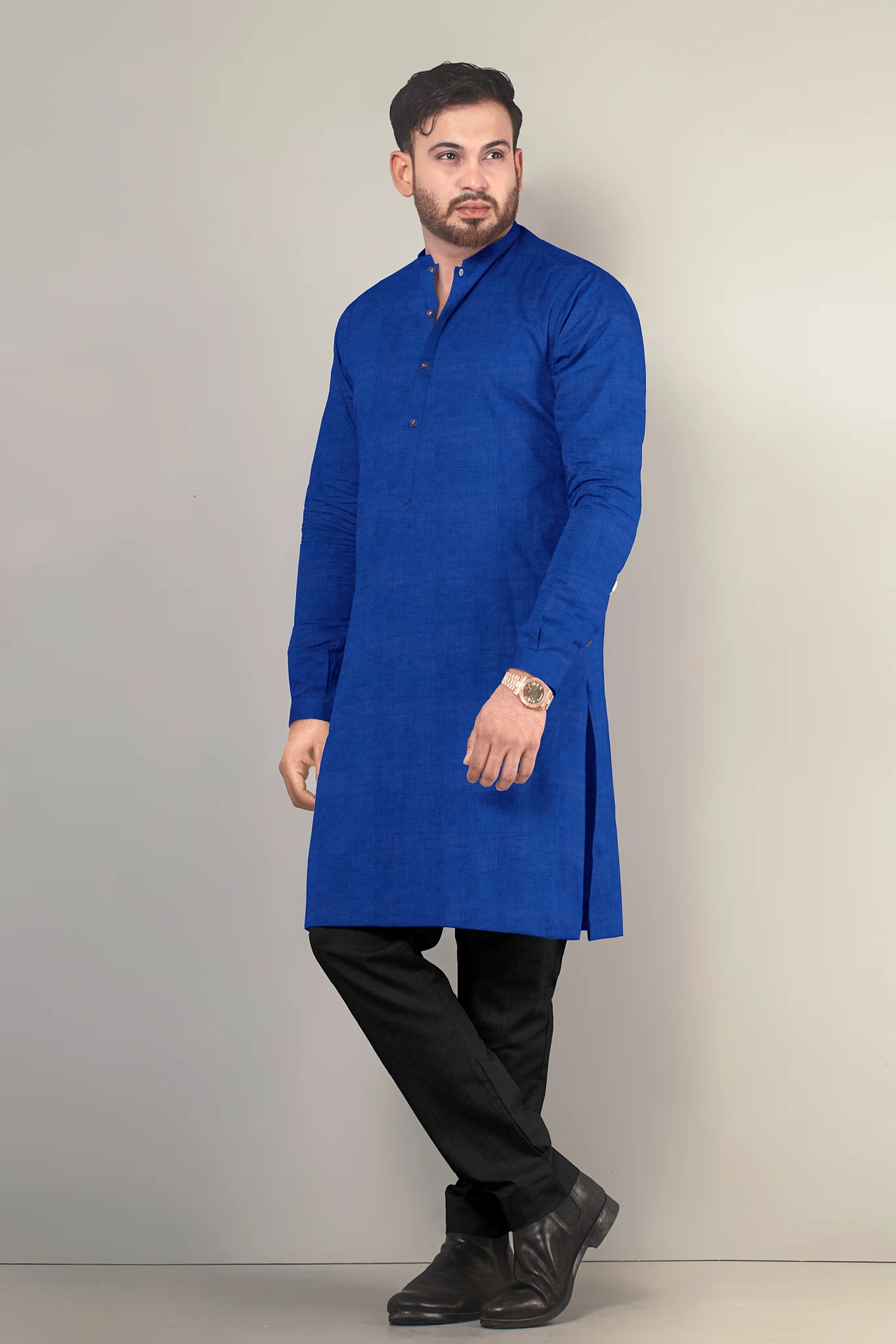 Royal Blue Handloom Long Kurta