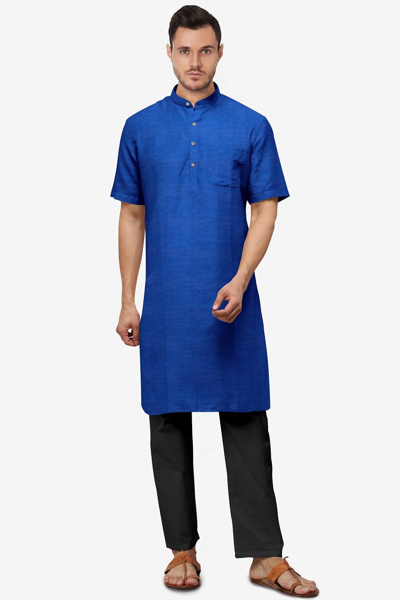 Royal Blue Handloom Long Kurta