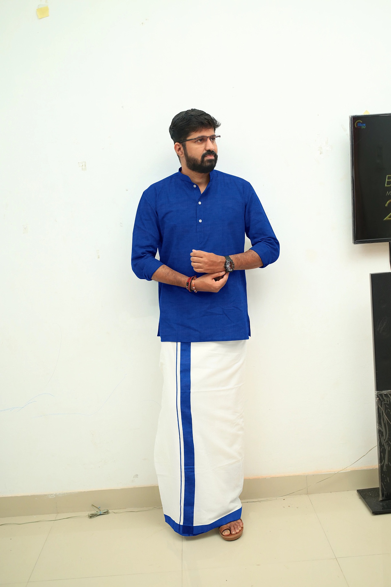 Royal Blue Handloom Short Kurta