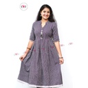 Khadi Violet Stripes Gown Kurti