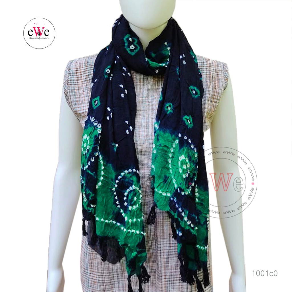 Black And Green Bandani Cotton Dupatta