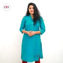 Cotton Plain Kurti- Peacock Greenish Blue