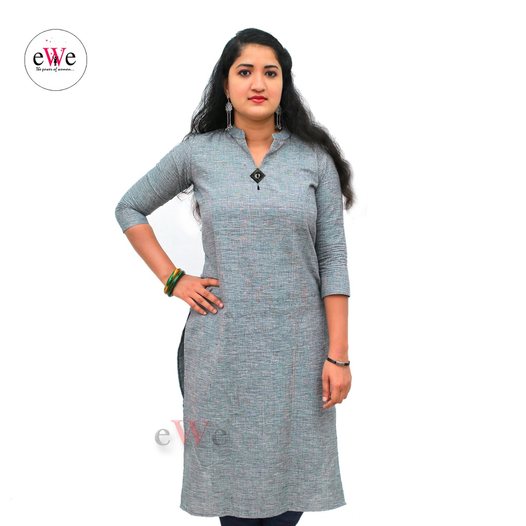 Khadi Plain Kurti (Dark Ash)
