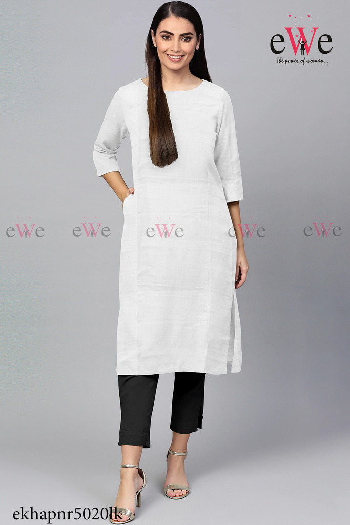 White Khadi Simple Kurti