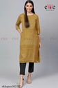 Yellow Striped Khadi Simple Kurti