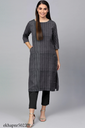 Black Striped Khadi Simple Kurti
