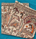 Cream Red Jute Cotton Unstitched Fabric with Hand Block Print