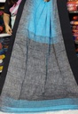 Blue Ash Black   Hand loom Ikkat  Saree