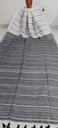 White &amp; Ash Organic Linen Saree with Traditional Katha Work