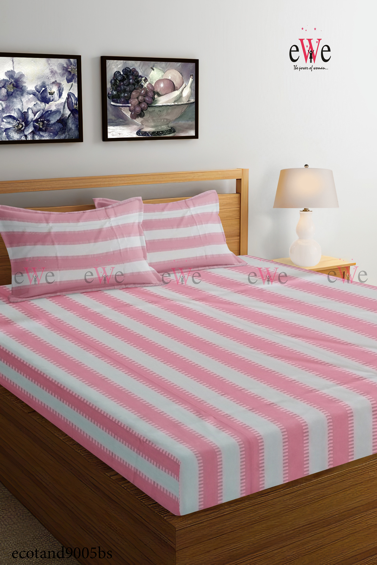 Pink Handloom Cotton Bedsheet with Two Pillow Cover.