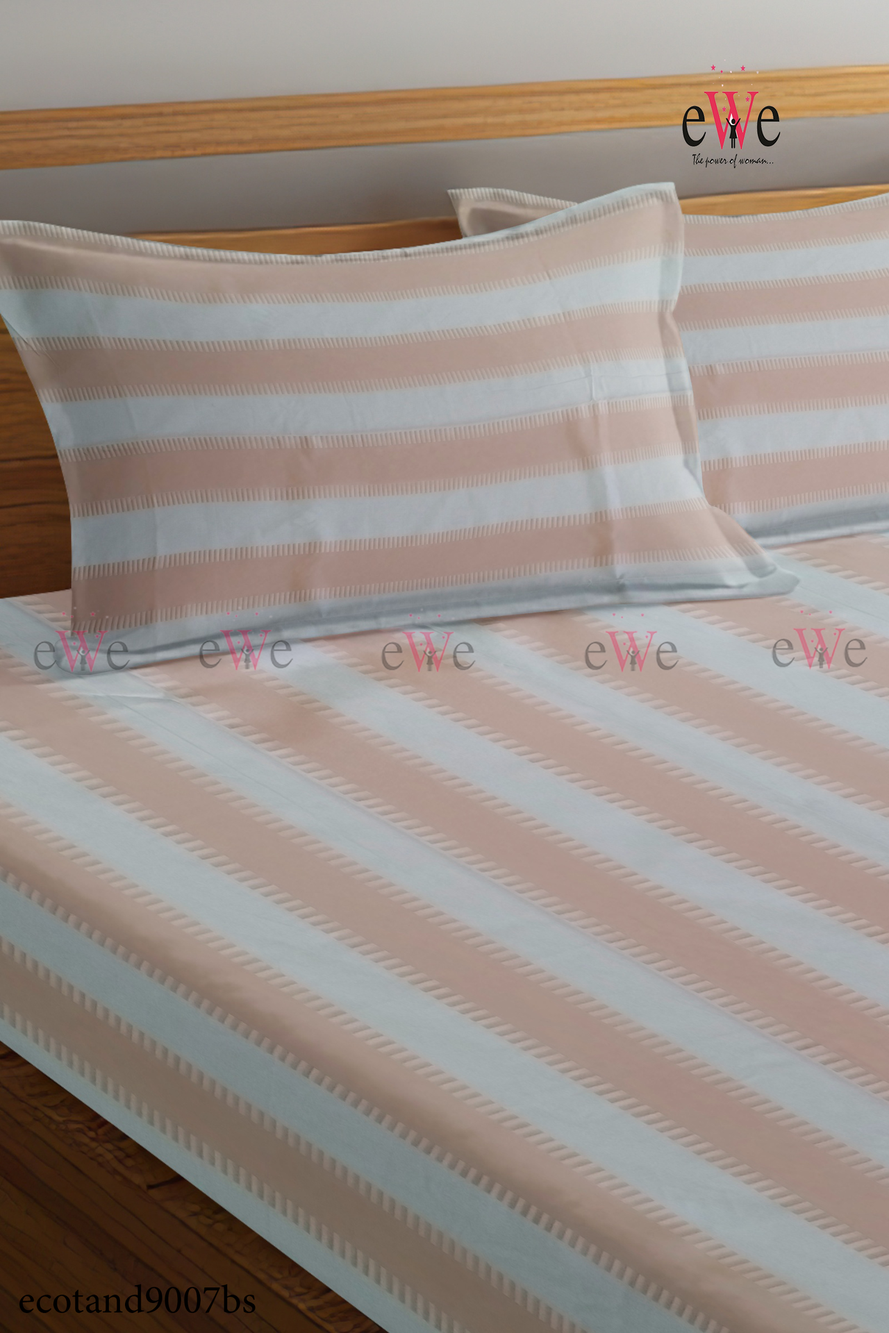 Beige Handloom Cotton Bedsheet with Two Pillow Cover.