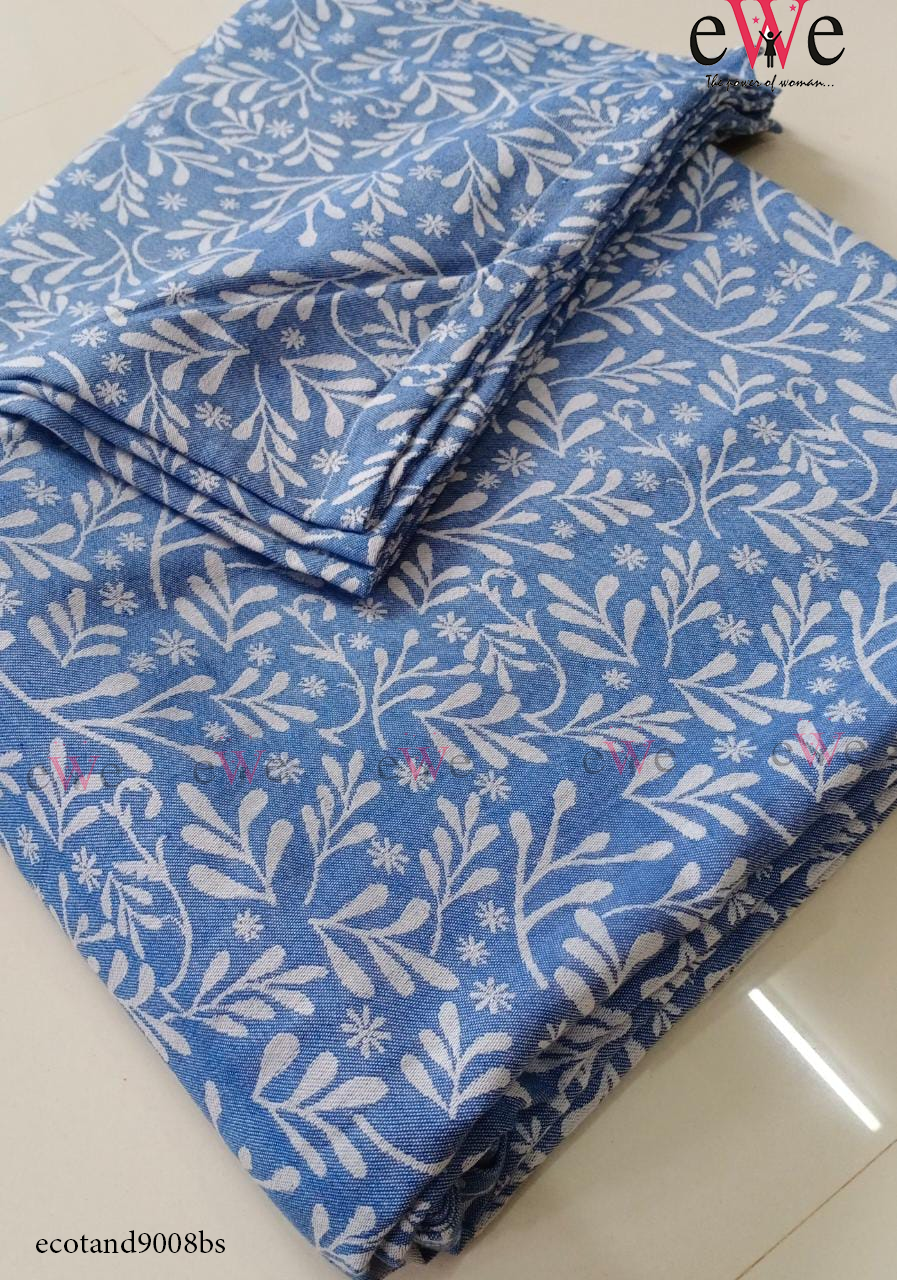 Navy Blue Handloom Jacquard  Bedsheet with Two Pillow covers.