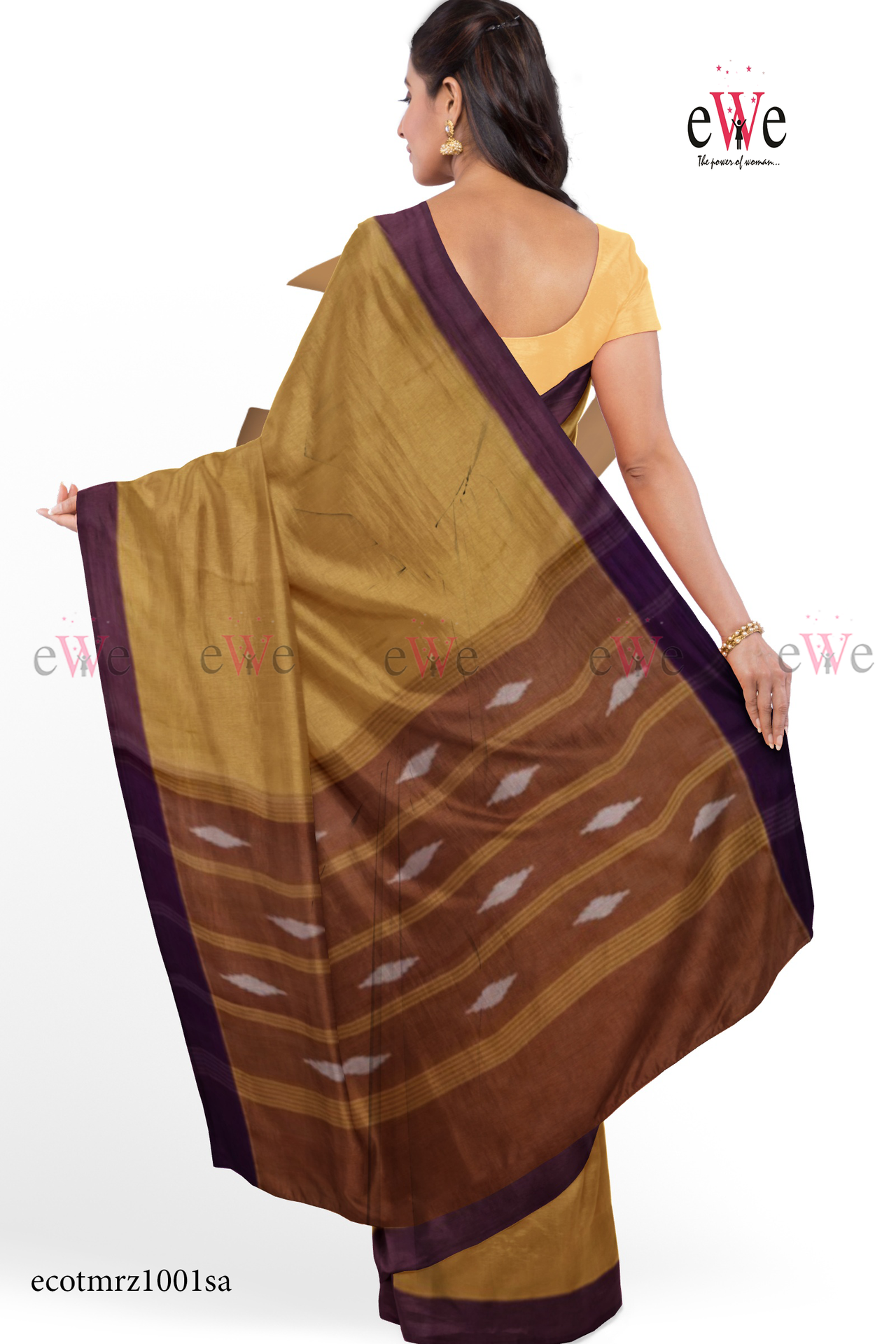 Cream &amp; Meroon Handspun Handwoven Handloom saree